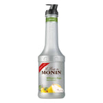 Monin Williams Pear Fruit Mix 1000ml in a clear bottle, showcasing the colorful pear-flavored liquid for cocktails and culinary use.