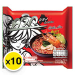 Quick Tom Yum Mun Goong instant noodles in 60g packs, featuring spicy shrimp flavor and dry grocery packaging.