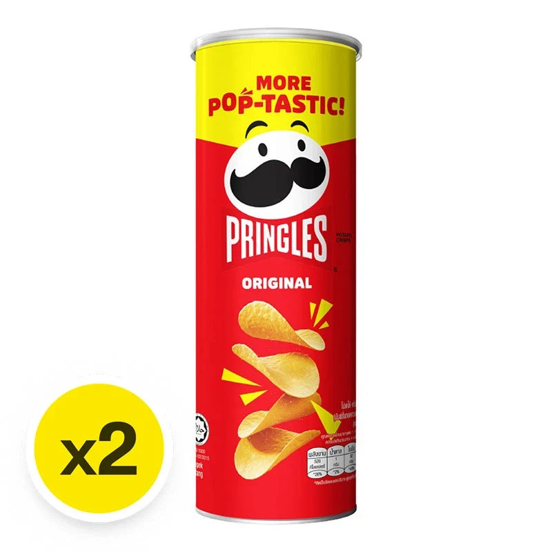 Pringles Chips 102g pack, crispy potato snack, in a colorful cylindrical container; crunchy snack from PRINGLES.