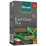 Dilmah Earl Grey leaf tea drink in a clear glass, showcasing the tea's amber color and fresh lemon slice garnish.