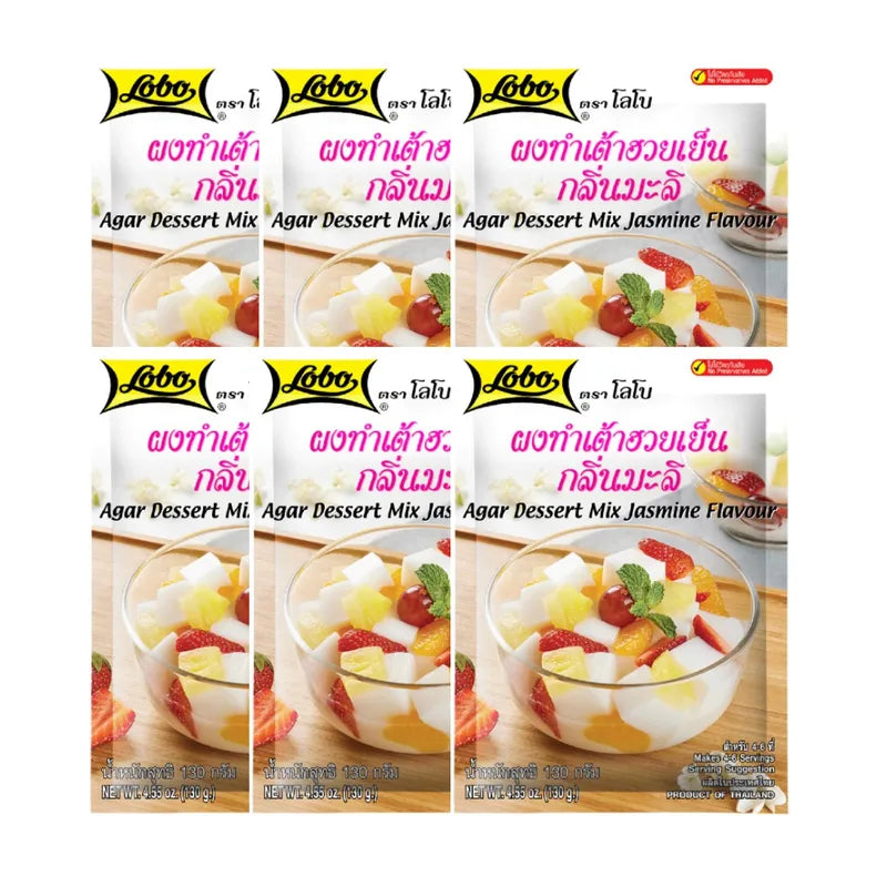 Lobo Cold Bean Curd Powder Jasmine Scent 130g, dry grocery product with jasmine aroma, in a white packaging bag.