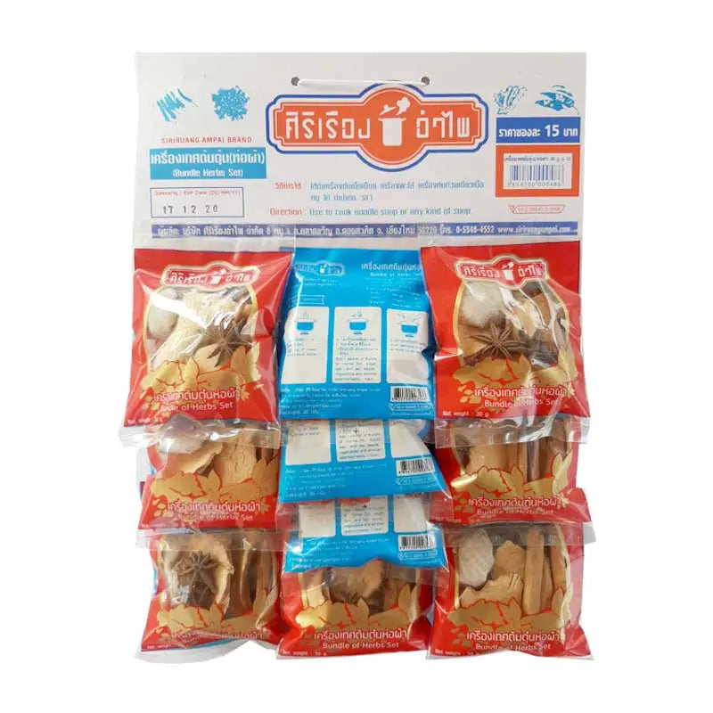 Siriruang Ampai Chinese Herb Spices Set 30g in dry grocery packaging, featuring a variety of traditional herbal spice blends.