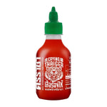 Crying Thaiger Sriracha Chili Sauce in 220g bottle, ready to send, with vibrant red chili and tiger branding on the label
