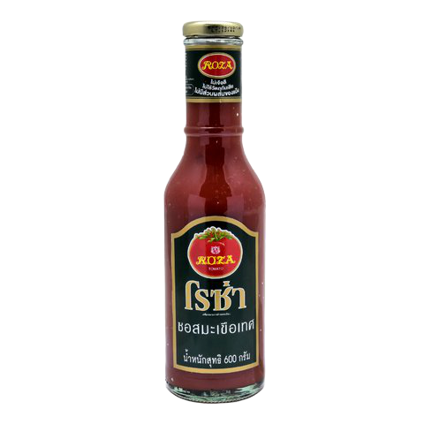 Roza Tomato Ketchup bottle from the Roza grocery brand, showcasing the classic red sauce with a label and cap.