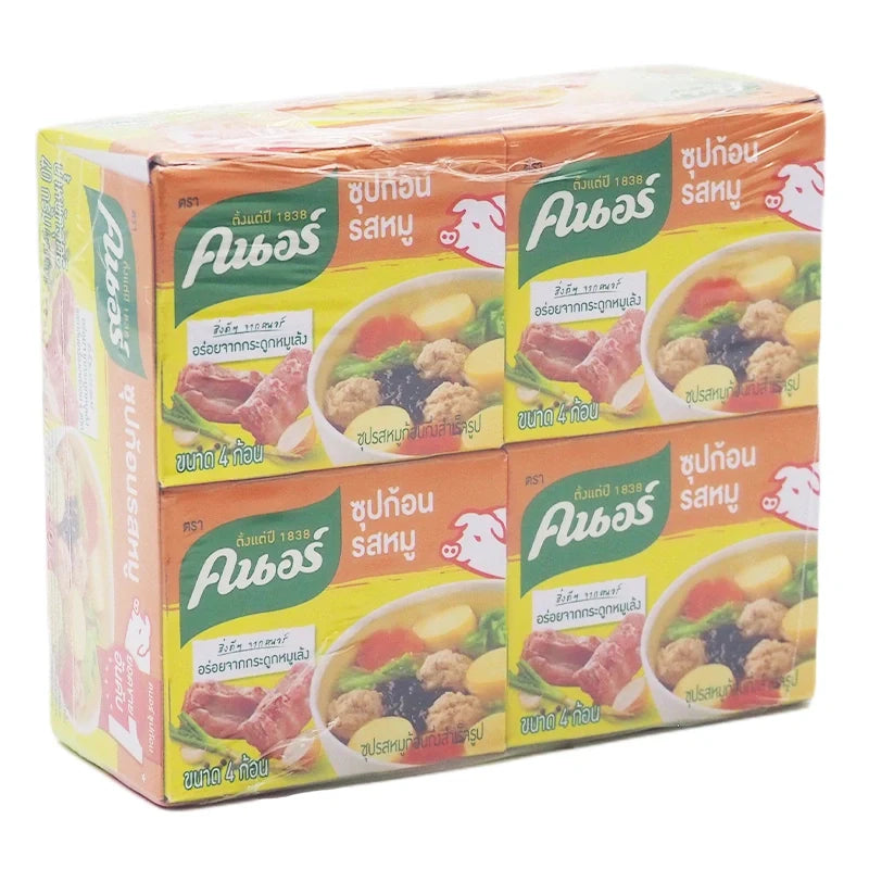 Knorr Pork Bouillon Cube 40g, pack of 12, dry grocery product with 12 individual cubes for flavorful cooking.