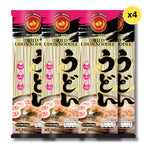 Dry Rabbit Brand Udon Noodles 200g package, showcasing the unopened, rectangular noodle bundle in clear packaging.