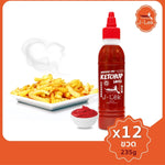 J-LEK Jay Lek Sriracha Chili Sauce mixed with tomatoes in a bottle, ideal for adding spicy flavor to dishes.