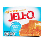 Jell-O Orange Zero Sugar flavored gelatin dessert in a clear bowl, showcasing bright orange color and smooth texture.