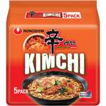 Nongshim Kimchi Shin Ramyun noodle soup in a bowl with spicy broth, noodles, and garnishes, showcasing the Korean instant ramen.