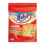 Golden Malkist Crunchy Crackers, crispy confectionery snack with a light, flaky texture and savory flavor.
