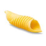De Cecco Garganelli pasta #115 in a clear, close-up view showcasing the ridged, tubular Italian pasta on a white background.