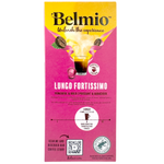Belmio Lungo Fortissimo coffee capsules in a box, designed for brewing rich, bold lungo drinks from the Belmio brand.