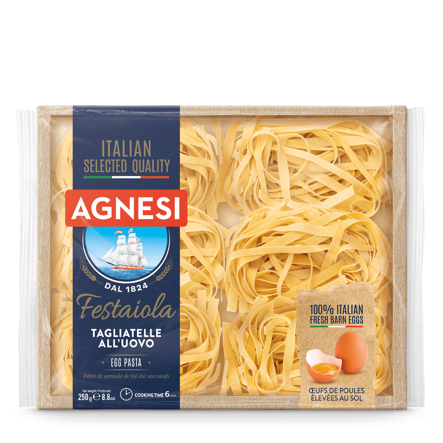 Agnesi Festailola Tuclaitale pasta in a package, showcasing authentic Italian grocery product from Agnesi brand.