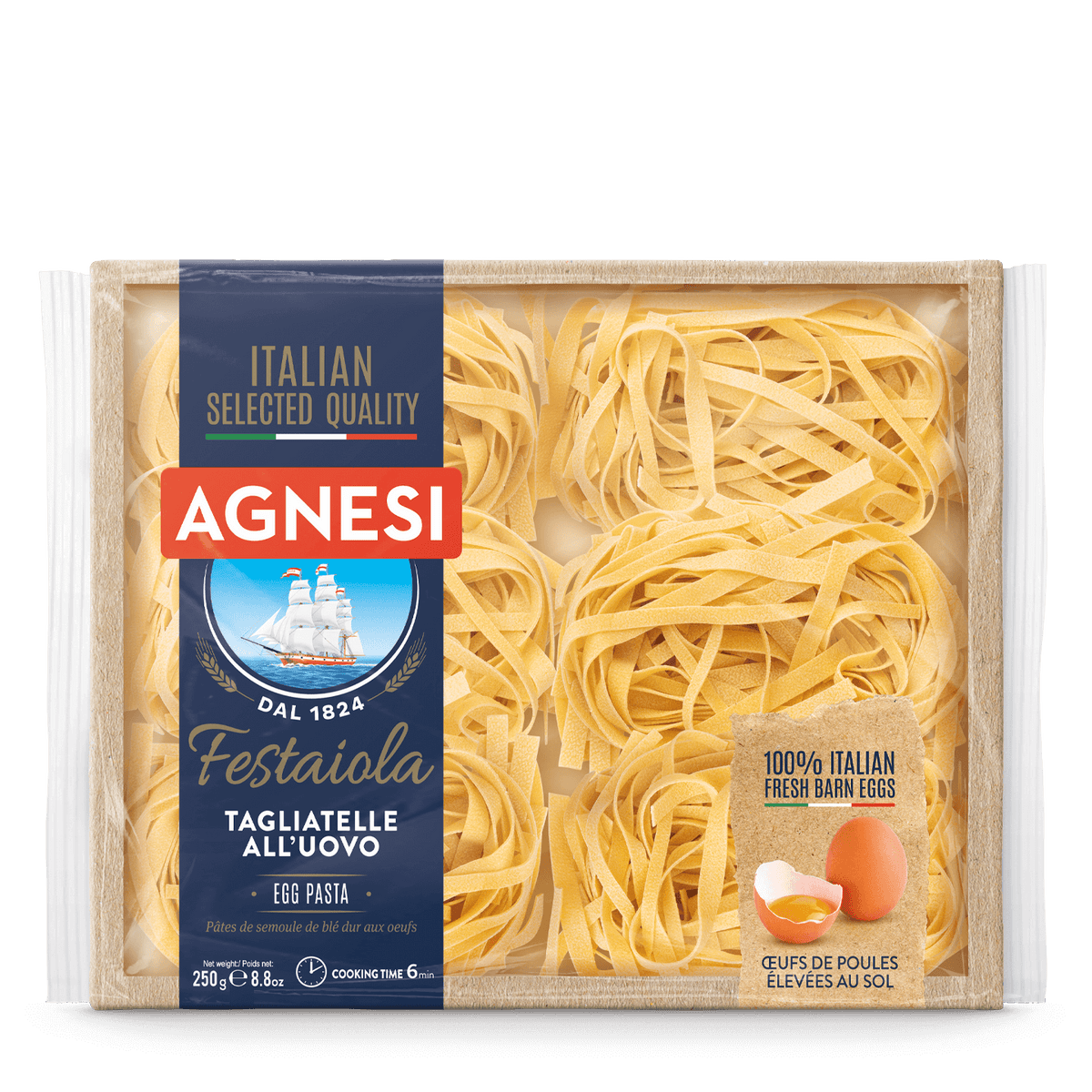 Agnesi Festailola Tuclaitale pasta in a package, showcasing authentic Italian grocery product from Agnesi brand.