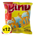 PU Thai Crispy Snack Black Pepper flavor, 12g x12 pack, savory Thai confectionery with crunchy texture and bold black pepper taste.
