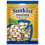 Sunkist dry roasted and salted pistachios in a bowl, close-up of crunchy, salted confectionery snack.