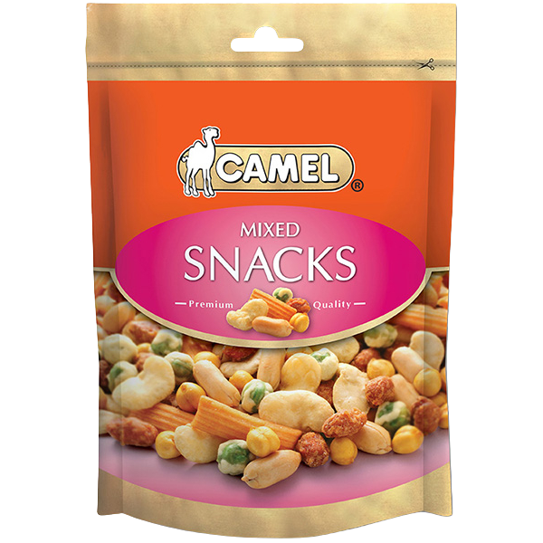 Camel Mixed Snacks confectionery treats with assorted candies and sweets in colorful packaging.