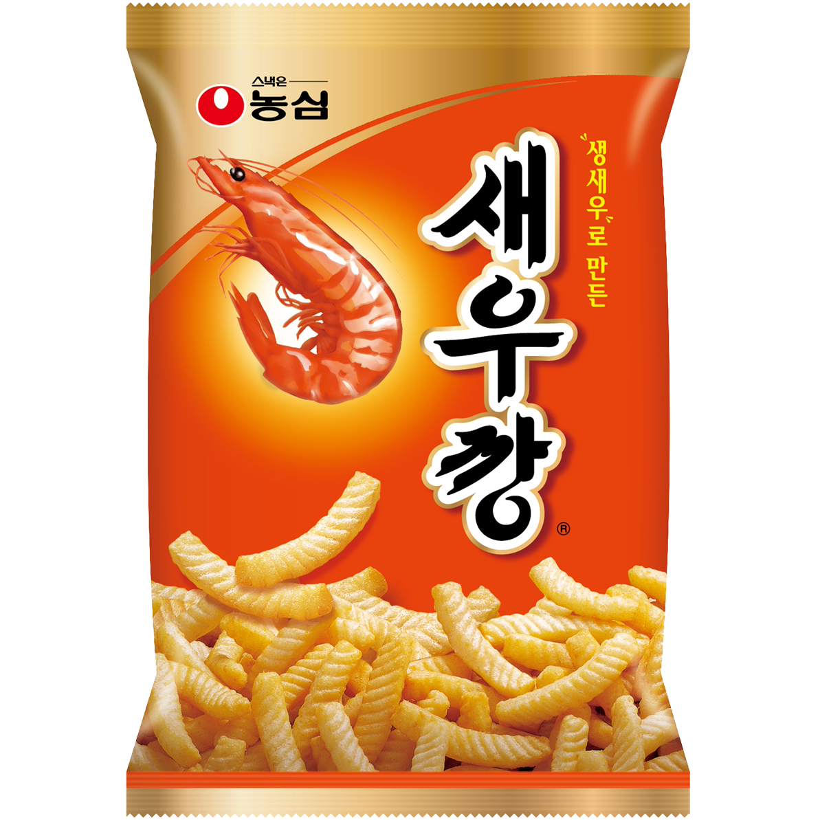 Nong Shim Shrimp Crackers, crunchy seafood-flavored confectionery snacks in a colorful package.