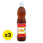 Ruamros Mix Fish Sauce bottles, 700ml each, part of a three-pack, showcasing the traditional Thai condiment for cooking and flavoring.