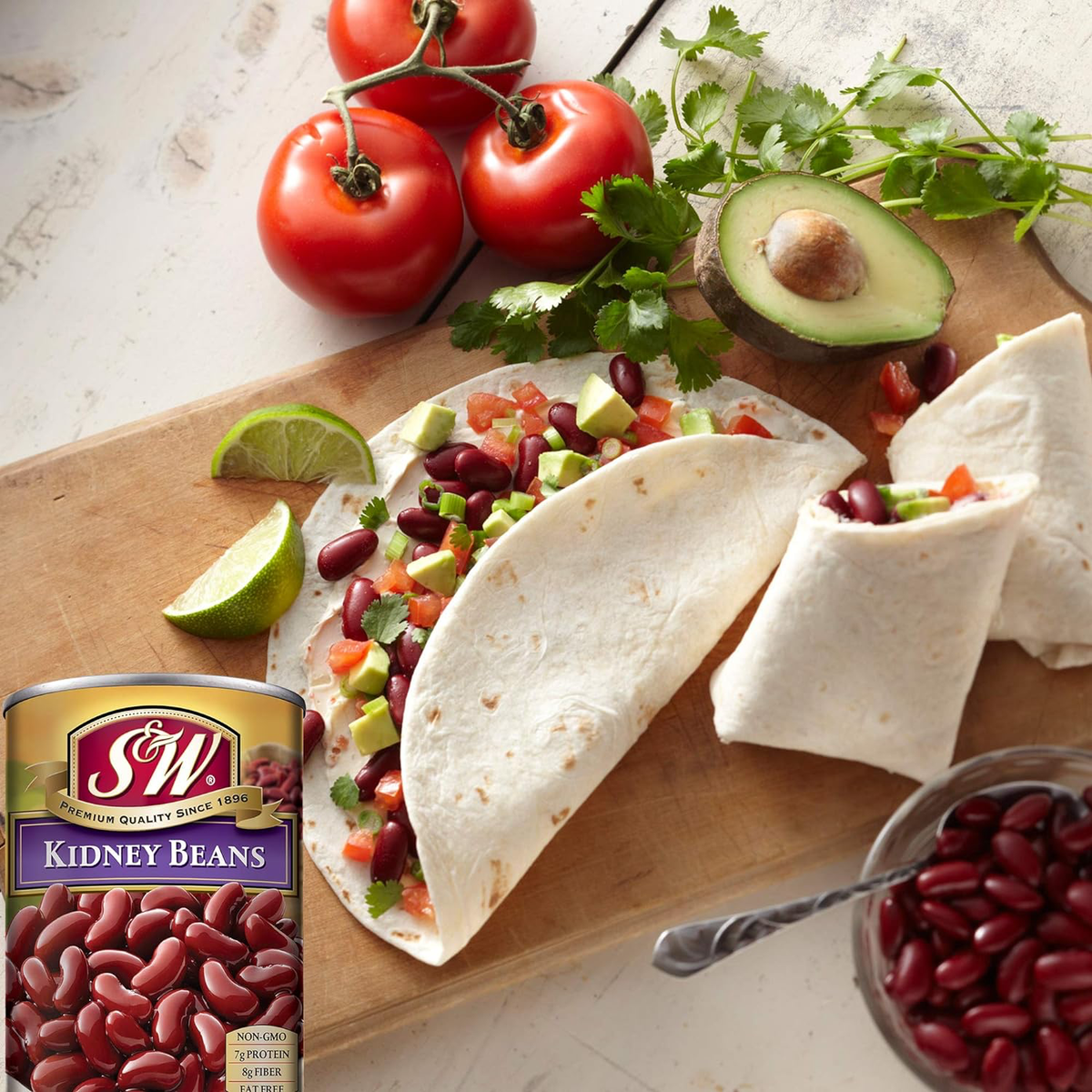 Cooked S&W Kidney Beans in a bowl, showcasing their rich red color and smooth texture from the grocery product.