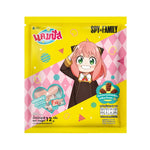 Campus Set Spy X Family coin bag with snacks, featuring colorful packaging and character illustrations on a 12g confectionery product.