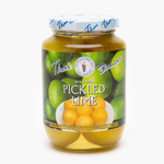 Thai Dancer Pickled Lime in a jar, showcasing vibrant lime slices packed in brine, ideal for Thai cooking and garnishes.