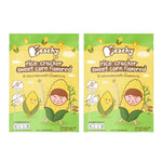 Peachy Rice Crisps with Chocobana flavor and sweet corn, snack confectionery from PEACHY, showing the crispy rice snack close-up.