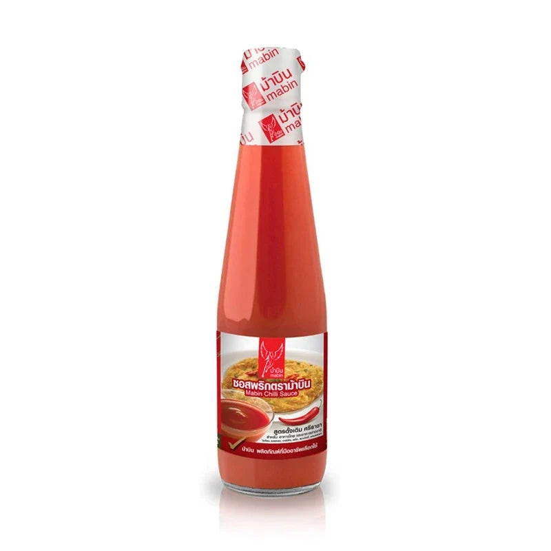 MABIN Mabin Chili Sauce in 325g bottle, featuring vibrant red chili peppers and spices, ideal for adding heat to dishes.