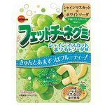 Bourbon Fettuccine Gummi Muscat Aji confectionery snack with colorful gummy pasta and Muscat flavor in a clear package