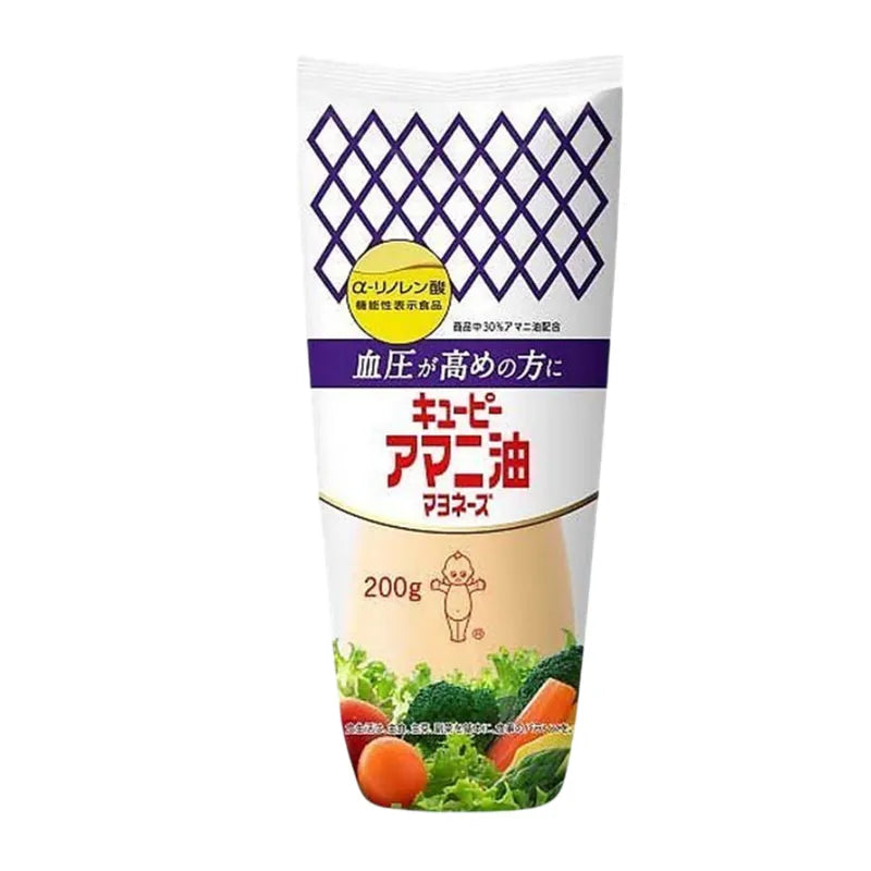 Kewpie Flaxseed Oil Mayonnaise 200g jar, creamy dressing with flaxseed oil, ideal for sandwiches and salads.