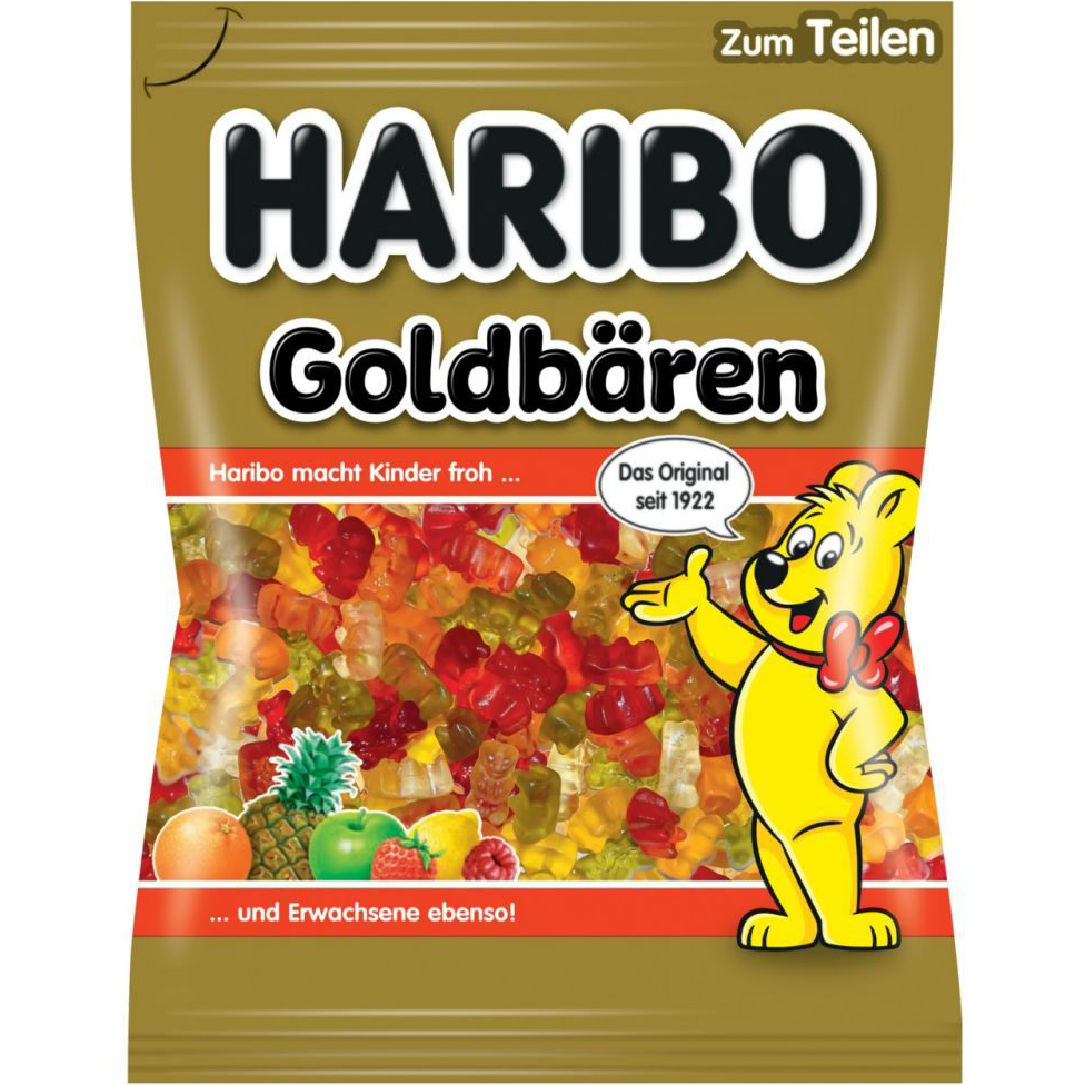 Haribo Gold Baren gummy bears, colorful confectionery snacks in bright packaging, showcasing the popular chewy candy.