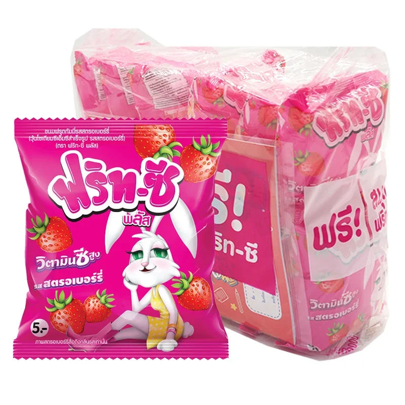 FRIT-C Frit-c Plus Gummy Jelly Strawberry snack pack, 22g x12, colorful strawberry-flavored gummy candies for snacking.