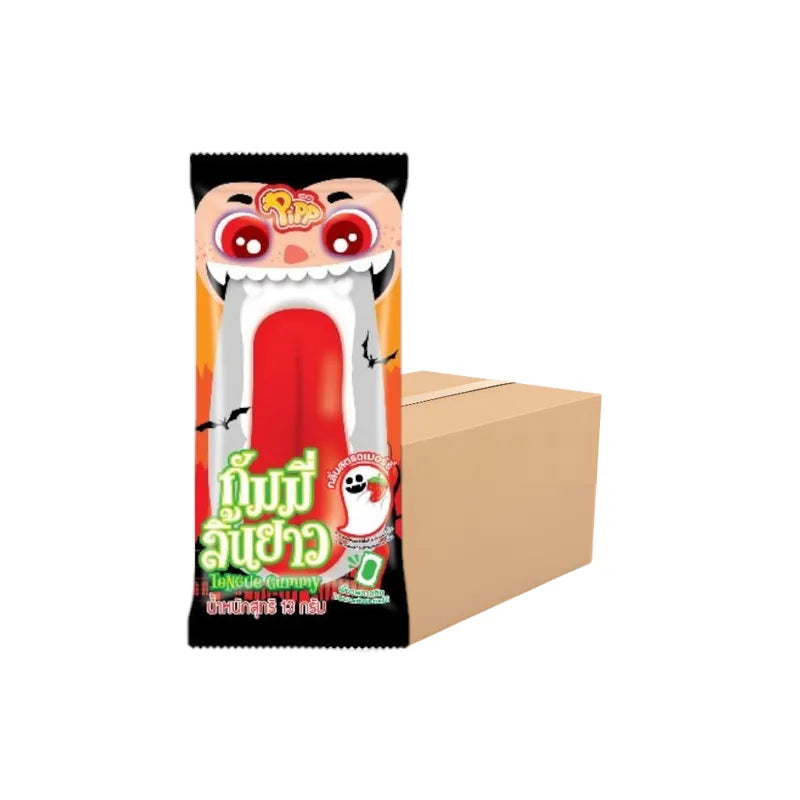 PIPP Pipp Tongue Gummy Strawberry Flavor Pack, 13g x12 pcs, snack confectionery, dry grocery product with bright fruit-colored gummies