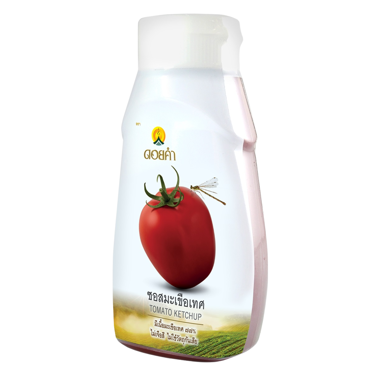 Doi Kham Tomato Ketchup bottle with red cap and label, ready for use in grocery or kitchen settings.
