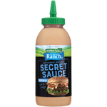 Bottle of Hidden Valley Burger Secret Sauce with label visible, designed for enhancing burgers and sandwiches.