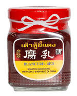 T.C.Y. Red Bean Curd Chili in a jar, grocery product with vibrant red chili and bean curd visible in the label design