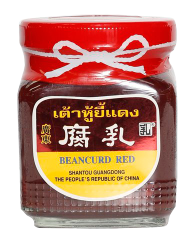 T.C.Y. Red Bean Curd Chili in a jar, grocery product with vibrant red chili and bean curd visible in the label design