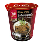 Pack of six KINDEE Gindee Glass Noodle Cups, 40g each, dry grocery product with transparent noodle cups and label details.