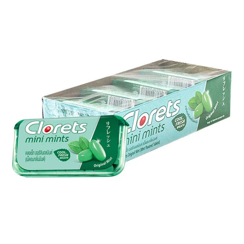 Clorets Mini Mint gum packs, 11.2g x12, in colorful packaging, part of dry grocery snacks and confectionery from CLORETS.