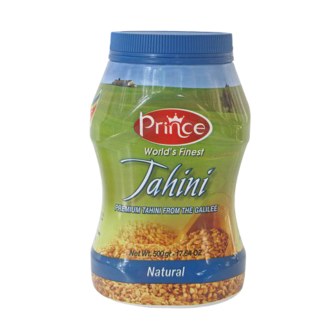 Prince The Tahina Sesame jar, a grocery product, showing the label and sesame paste inside.