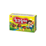 Orion Choco Boy snack in colorful packaging, crispy chocolate-flavored confectionery from Orion's dry grocery snack selection.