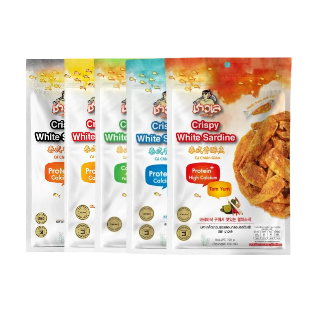 Chaolay Mix Crispy White Sardine snack in 100g package, featuring crunchy white sardines from CHAOLAY brand.