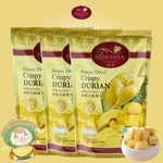 Sriwanna Freeze Dried Durian 210g, dry grocery product with pieces of dried durian fruit in a clear package