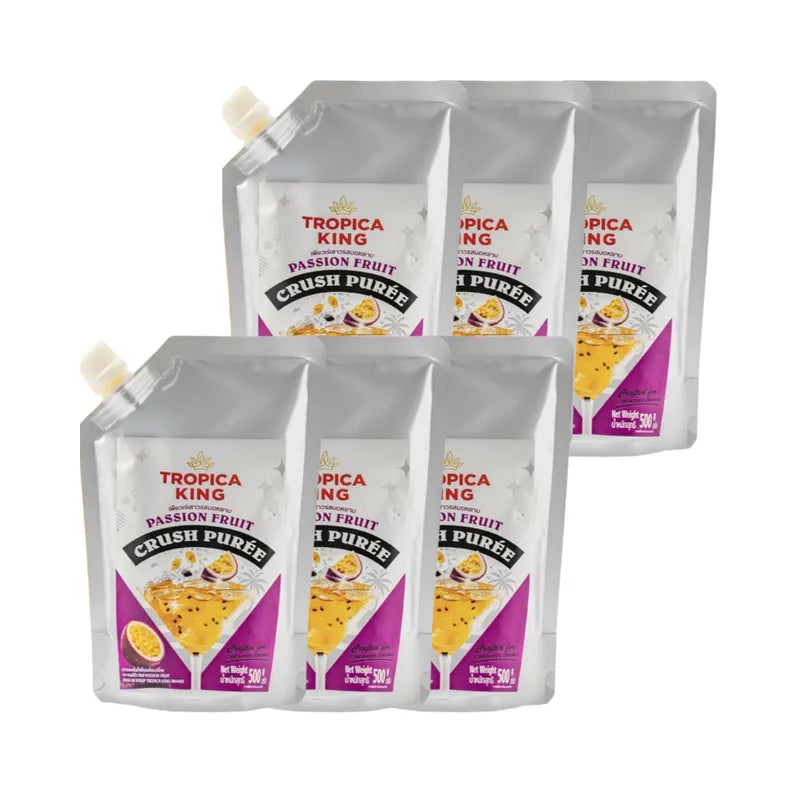 Tropica King coarsely pureed fruit puree concentrate in a jar, ideal for dry grocery use, showcasing the textured fruit puree.