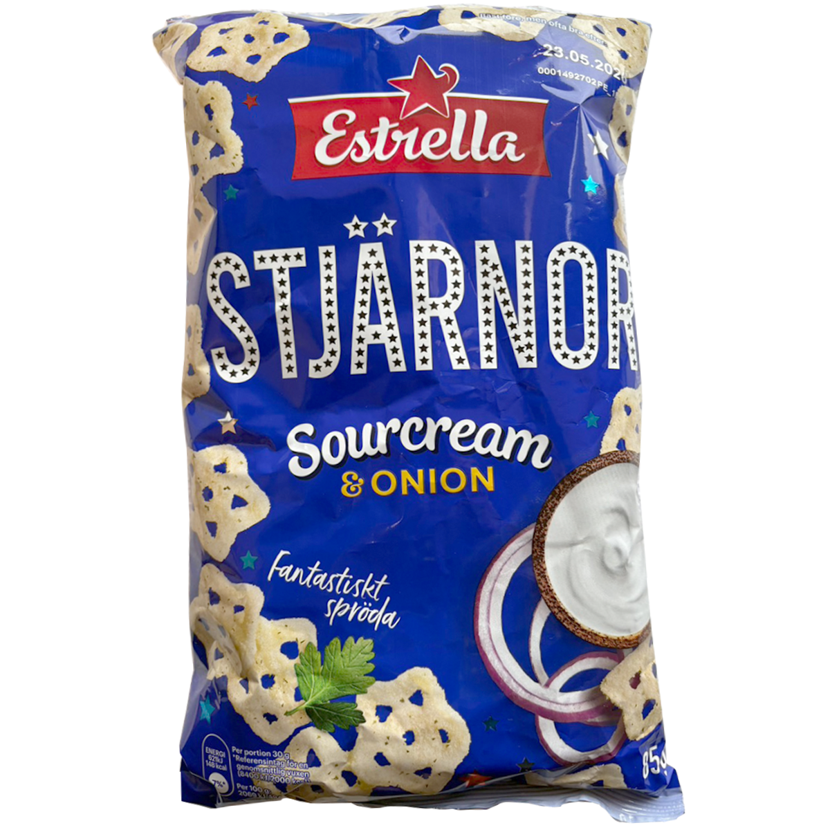 Estrella Stjarnor Spurcream confectionery snacks in colorful packaging with star-shaped candies and creamy filling.