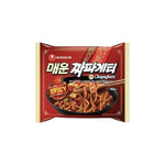 NONGSHIM dry grocery product with spicy seasoning packet, designed to add flavor and heat to your meals.