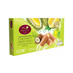 Sriwanna Coconut Crispy Rolls with durian cream filling, a Thai snack confectionery in an 80g package, crispy and flavorful.