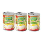 Goody Rambutan stuffed in syrup in a 565g jar, shown in a trio pack, for use in desserts and sweet snacks.