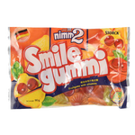 Nimm2 Smile gummy fruit and yogurt snacks in colorful fruit-shaped gummies with a yogurt coating, part of Nimm2 confectionery.