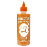 J-LEK Sriracha Chili Sauce mixed with mayonnaise in 490g bottle, ideal for adding spicy flavor to dishes, shown on a grocery shelf.